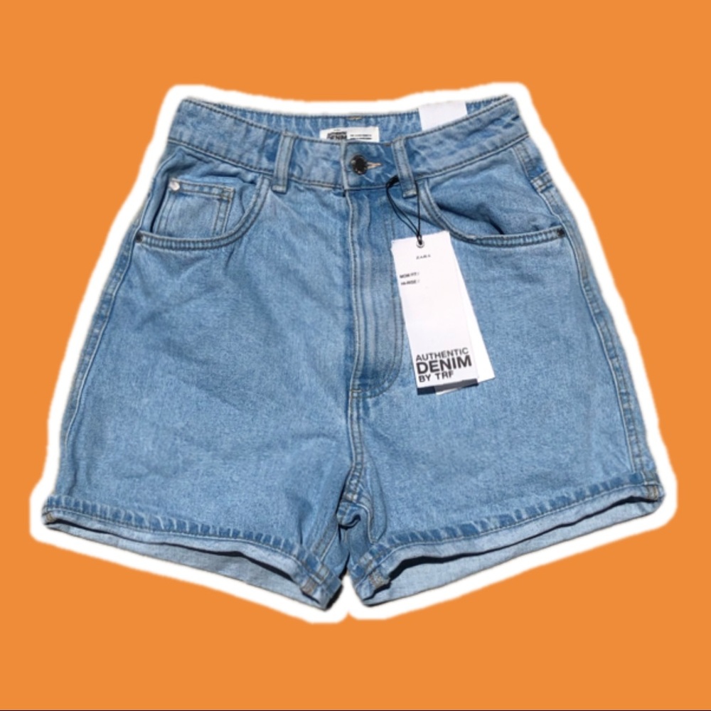 Zara Hi-Rise Mom Fit Denim Shorts